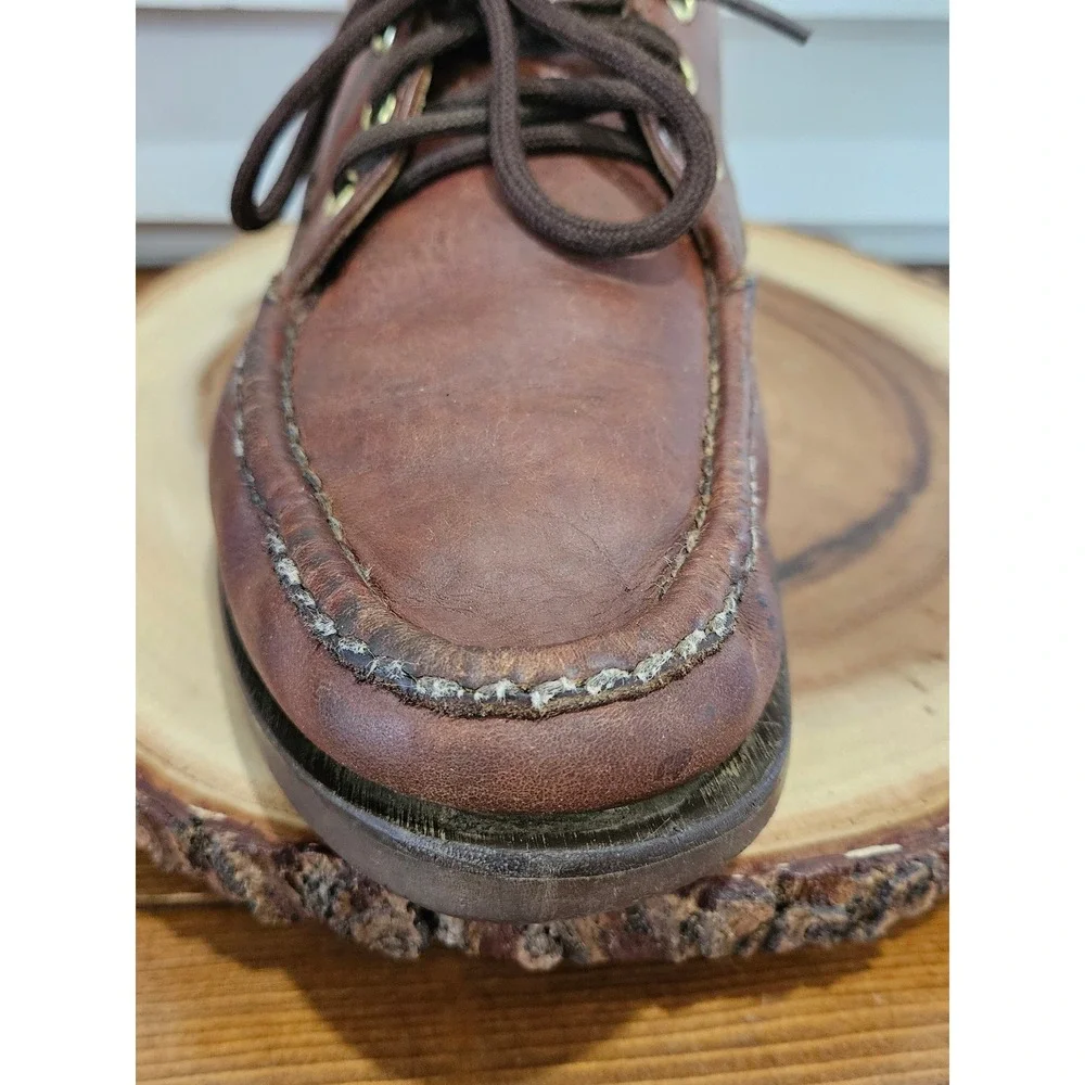 VTG Russell Moccasin Co 11 1/2 Brown Leather Chukka Boots Moc Toe Made in USA